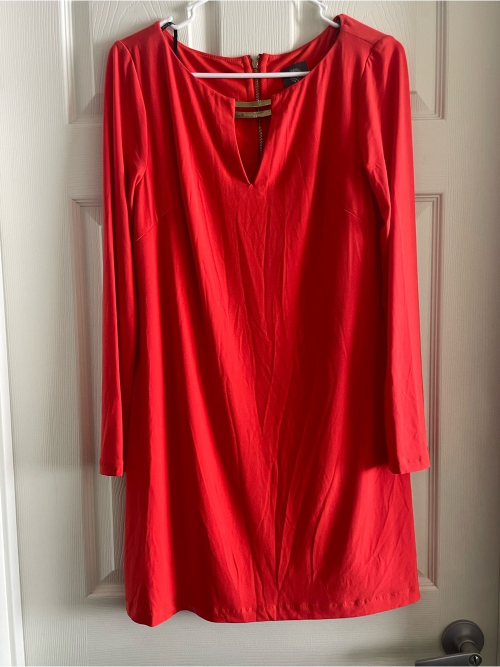 Vince Camuto Women’s Orange Long-Sleeve Keyhole Shift Dress Top